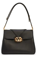 Valentino Garavani Medium VLOGO O'Clock Leather Shoulder Bag in 0No Nero at Nordstrom