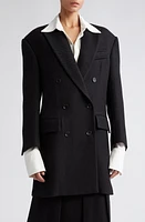 Proenza Schouler Double Breasted Wool Blend Twill Blazer Black at Nordstrom,