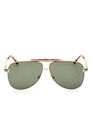 TOM FORD 60mm Pilot Sunglasses in Shiny Deep Gold /Green at Nordstrom