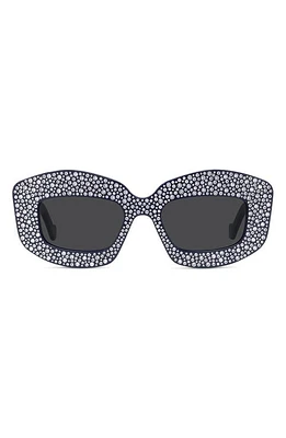 Loewe Starry Night Anagram 49mm Small Rectangular Sunglasses in Navy Blue Full Strass /Smoke at Nordstrom