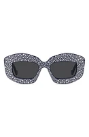 Loewe Starry Night Anagram 49mm Small Rectangular Sunglasses in Navy Blue Full Strass /Smoke at Nordstrom