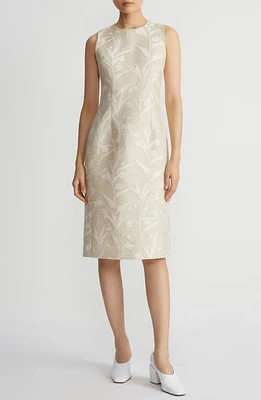 Lafayette 148 New York Harpson Botanical Jacquard Sheath Dress Dune Multi at