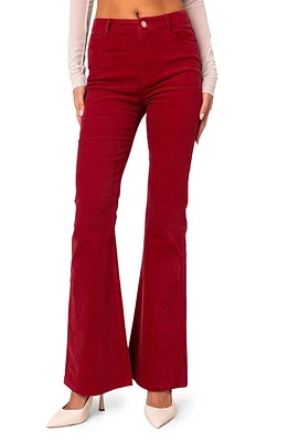 EDIKTED Tony Corduroy Flared Pants Bordeau at Nordstrom,