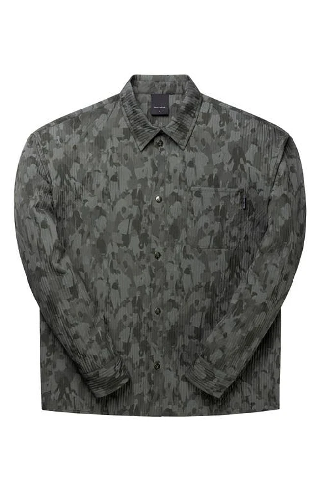 DAILY PAPER Adetola Community Camo Print Snap-Up Shirt Chimera Green at Nordstrom,