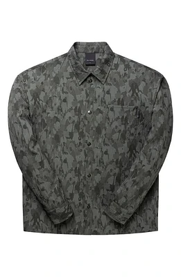 DAILY PAPER Adetola Community Camo Print Snap-Up Shirt Chimera Green at Nordstrom,