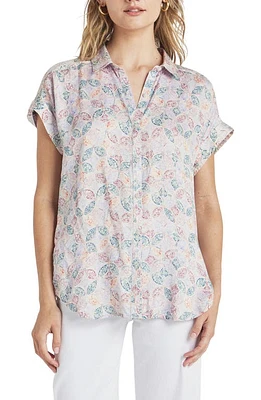 Splendid Kathryn Tile Print Short Sleeve Button-Up Shirt Persimmon at Nordstrom,