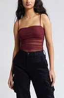 Open Edit Ruched Mesh Camisole at Nordstrom,