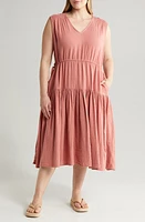 caslon(r) Tiered Cotton Midi Dress at Nordstrom,