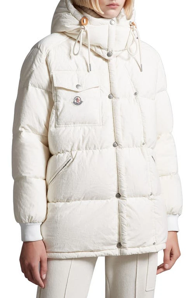 Moncler Karakorum Cotton Hooded Down Jacket Cream at Nordstrom,