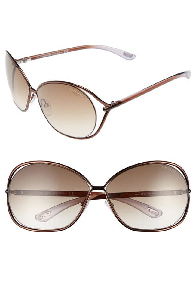 TOM FORD Carla 66mm Oversized Round Metal Sunglasses in Brown/Brown at Nordstrom