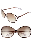 TOM FORD Carla 66mm Oversized Round Metal Sunglasses in Brown/Brown at Nordstrom