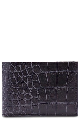 Bosca Croc Embossed Leather Small Bifold Wallet in Dark Brown at Nordstrom