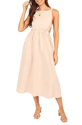 Petal & Pup Aubrey Cutout Midi Dress Beige at Nordstrom,