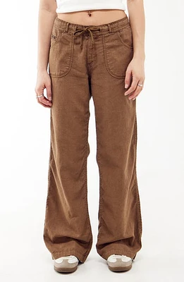 BDG Urban Outfitters Five-Pocket Linen Blend Pants Chocolate at Nordstrom,