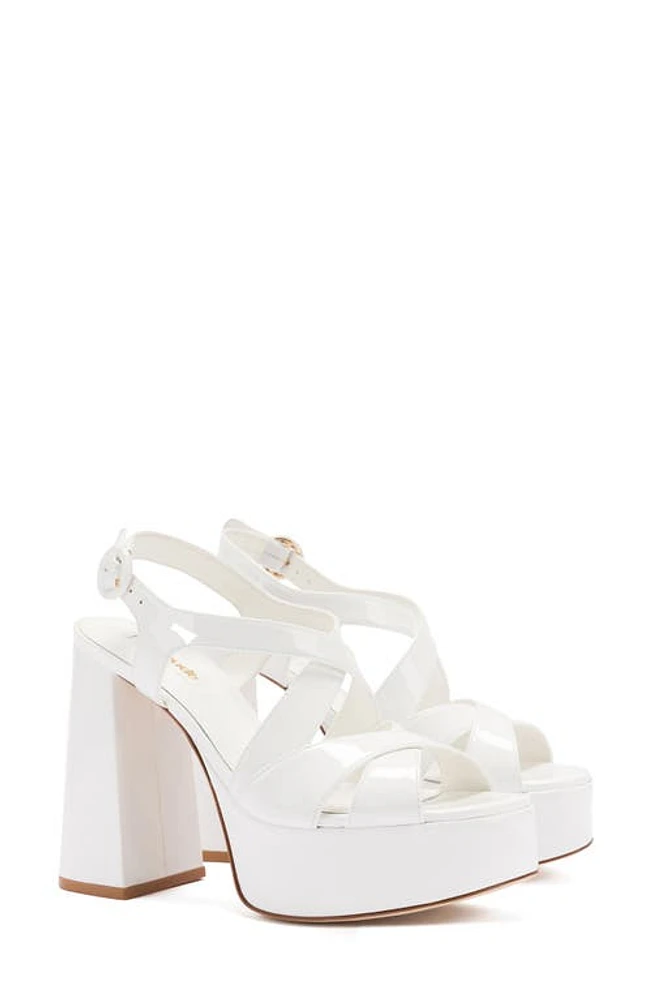 Larroudé Bee Ankle Strap Platform Sandal White at Nordstrom,