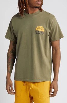 Service Works Sunny Side Up Organic Cotton Graphic T-Shirt Olive at Nordstrom,