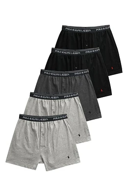 Polo Ralph Lauren Assorted 5-Pack Knit Cotton Boxers Grey at Nordstrom,