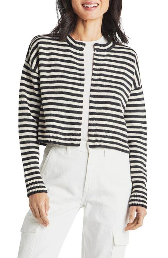 Splendid Lily Stripe Cotton Blend Crop Cardigan Lead/Moonstone at Nordstrom,