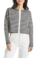 Splendid Lily Stripe Cotton Blend Crop Cardigan Lead/Moonstone at Nordstrom,