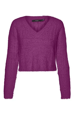 VERO MODA Lapoilu V-Neck Sweater in Wild Aster at Nordstrom, Size Medium