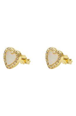 Argento Vivo Sterling Silver Pavé Mother-of-Pearl Heart Stud Earrings in Gold at Nordstrom