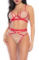 Mapale Underwire Bra & High Waist Briefs Set Nude/Red at Nordstrom,