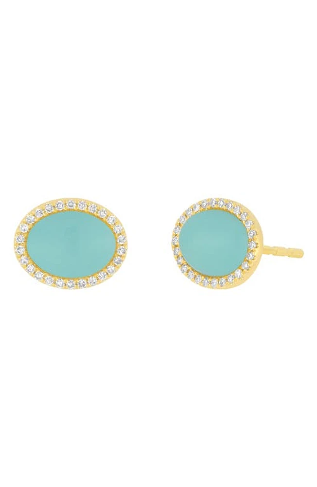 EF Collection Turquoise & Diamond Stud Earrings in 14K Yellow Gold at Nordstrom