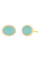 EF Collection Turquoise & Diamond Stud Earrings in 14K Yellow Gold at Nordstrom