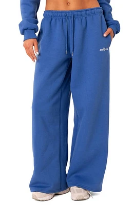 EDIKTED Breanna Low Rise Wide Leg Sweatpants Blue at Nordstrom,