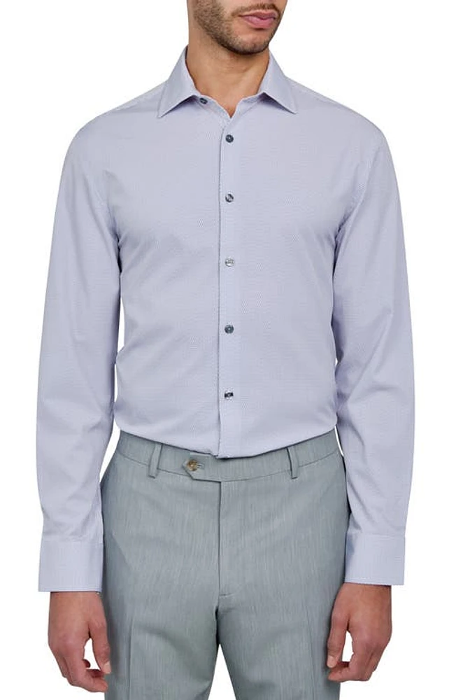 W. R.K Slim Fit Broken Stripe Print Recycled Performance Stretch Dress Shirt White/Grey at Nordstrom,