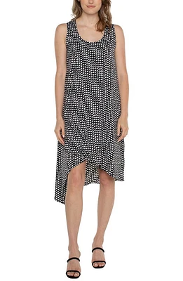 Liverpool Los Angeles Sleeveless Asymmetric Hem Shift Dress Black/White Dot at Nordstrom,