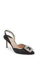 Manolo Blahnik Hangisi Crystal Buckle Slingback Pump Black at Nordstrom,