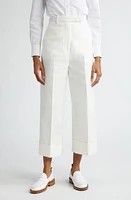 Thom Browne High Waist Straight Leg Cotton Canvas Crop Pants Off White at Nordstrom, Us