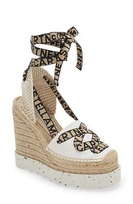 Stella McCartney Gaia Logo Strap Organic Canvas Platform Wedge Espadrille Camelia at Nordstrom,