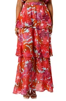 Petal & Pup Blaise Floral Print Tiered Ruffle Skirt Pink Azalea at Nordstrom,