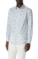 Bugatchi Julian Paisley Print Button-Up Shirt Air Blue at Nordstrom,