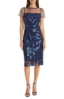 Maggy London Sequin Mesh Yoke Sheath Dress at Nordstrom,