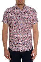 Robert Graham Padar Floral Short Sleeve Button-Up Shirt Red Multi at Nordstrom,