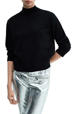 MANGO Funnel Neck Sweater Black at Nordstrom,