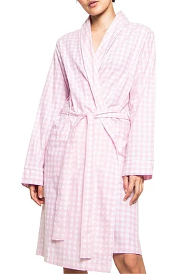 Petite Plume Women's Gingham Cotton Robe Pink at Nordstrom,