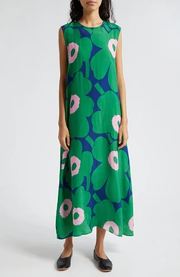 Marimekko Migot Unikko Floral Sleeveless A-Line Dress Green Blue Light Pink at Nordstrom, Us