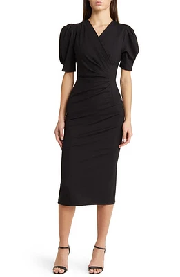 NIKKI LUND Gina Short Sleeve Sheath Dress Black at Nordstrom,