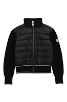 Moncler Kids' Quilted Down & Knit Jacket in Black at Nordstrom, Size 12Y