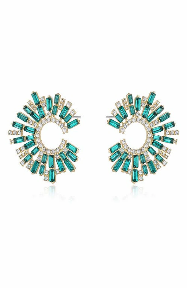 Ettika Crystal Frontal Hoop Earrings in Green at Nordstrom