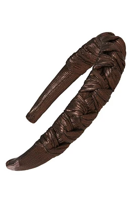 Tasha Braided Plissé Headband in Brown at Nordstrom