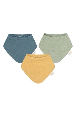 CRANE BABY 3-Pack Cotton Muslin Bandana Baby Bibs in Teal Ivory Multi at Nordstrom