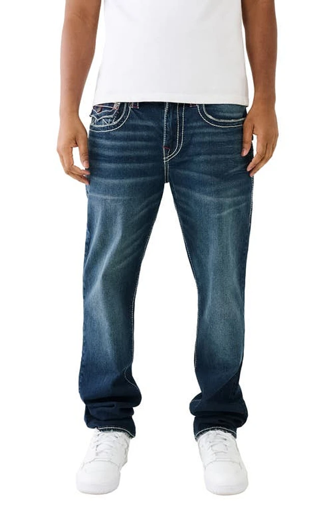 True Religion Brand Jeans Ricky Big T Flap Straight Leg Diver Dark Wash at Nordstrom,