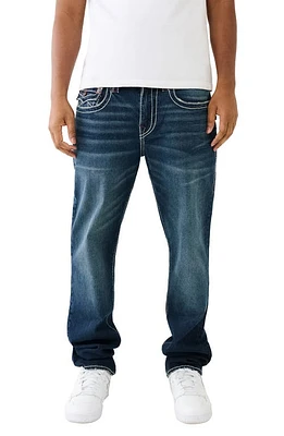 True Religion Brand Jeans Ricky Big T Flap Straight Leg Diver Dark Wash at Nordstrom,