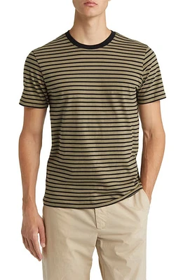 FRAME Stripe Crewneck T-Shirt Khaki Green/Noir at Nordstrom,