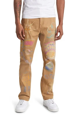 Billionaire Boys Club Wordly Stenciled Flat Front Chinos in Latte at Nordstrom, Size 32